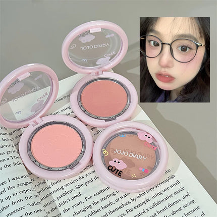 Milk Strawberry Pink Blush Soft Mist Powder Expansion Brighten Monochrome Matte Blusher Plate Face Contouring Natural Cheek Tint