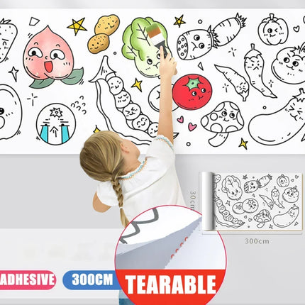 Children Drawing Roll Sticky Coloring Paper Roll DIY Painting Toy Color Filling Paper Graffiti Scroll for Kids Educational Toys