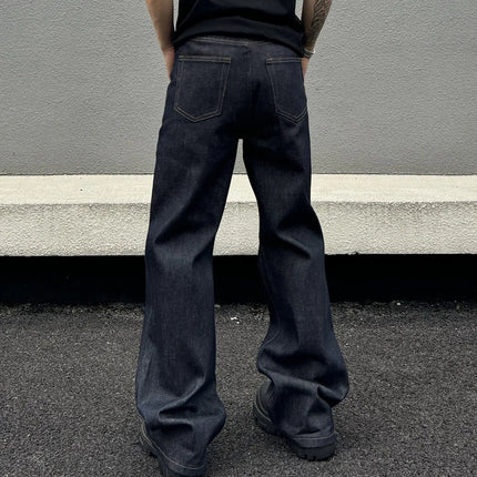 High Street Primary Colors Denim Metal Buckle Jeans Men Women Streetwear Loose Casual Retro Jeans Pants Trousers