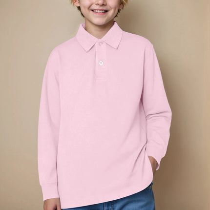 2-17 Y Boys POLO Shirt Teenagers Long Sleeve T-Shirt Children's Cotton School Girls Lapel Tops Solid Color Shirts Kids Clothes
