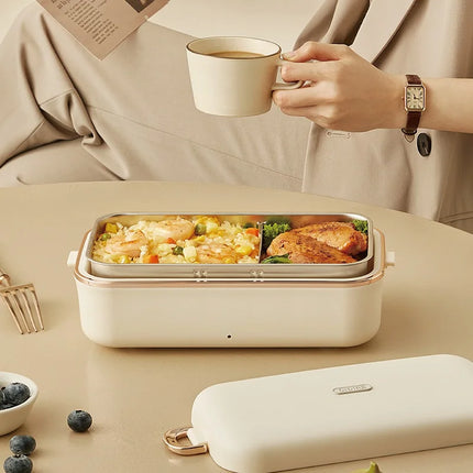 45W Electric Lunch Box Office Fast Heated Lunch Box Portable Water-free Food Heater 304 Stainless Steel Insulated Box 800ml