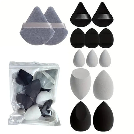 14Pcs Makeup Sponge Puff Set Velvet Triangel Powder Puff Beauty Egg Mini Finger Cosmetic Puff For Loose Powder Foundation Cream