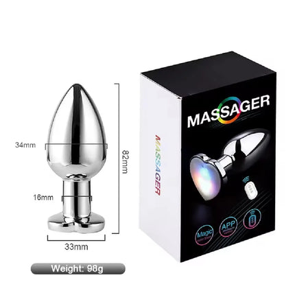 1PCS Heart-shaped Metal Vibrating Anal Plug Luminous Vibrating Anal Plug Remote Application Control Adult Couples Sex Toy