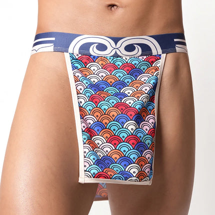 Japanese Sumo Two-piece Young Men's Sexy Low-rise Underwear Lingerie Print Kimono Underwear Thongs