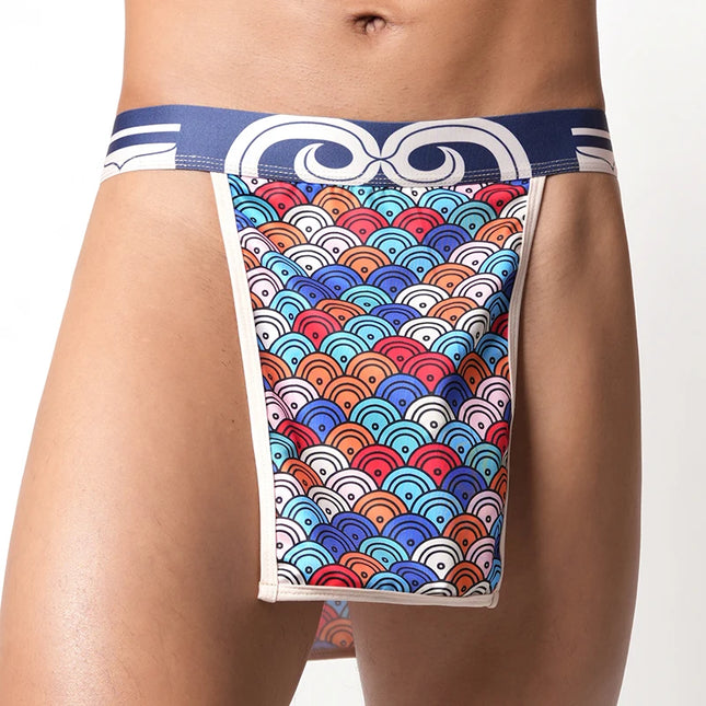 Japanese Sumo Two-piece Young Men's Sexy Low-rise Underwear Lingerie Print Kimono Underwear Thongs