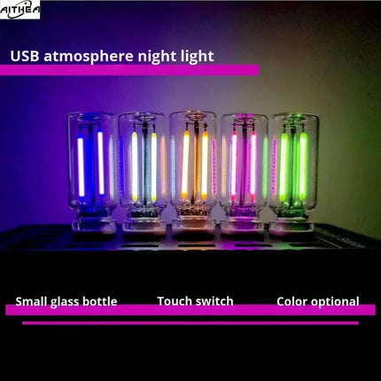 AITHEA USB Touch Control LED Filament Night Light Retro Bulb Atmosphere Lamp for Car Camping Bedroom Home Decor
