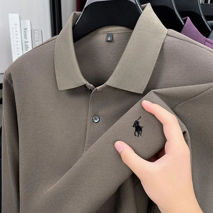 100% cotton fashionable spring autumn new Paul brand embroidered T-shirt men's comfortable skin-friendly long-sleeved polo shirt