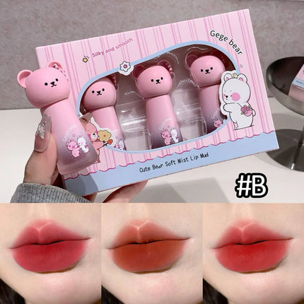Gege bear Cute Cat Lip Gloss - Moisturizing Smooth and Long-lasting Lip Glaze - 4 Shades Easy to Apply Holiday Gifts