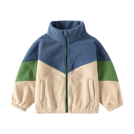 Winter Clothes Children's Clothing New Children's Polar Fleece Jacket Boy Baby Color Matching Casual Tops Casual Simple