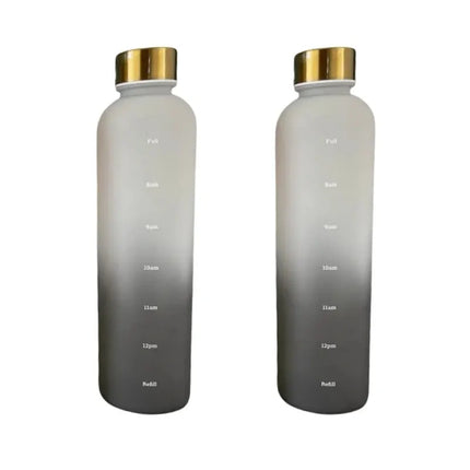 1L Bottle With Time Marker 32 OZ Motivational Reusable Fitness Sports Outdoors Travel Leakproof BPA Free Frosted Plastic