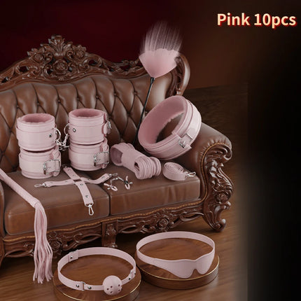 Bdsm Bondage Set Restraint Adult Game Handcuff Neck Collar Wrist Mouth Gag Strap Fetish SM Sex Toys for Woman Couples Product