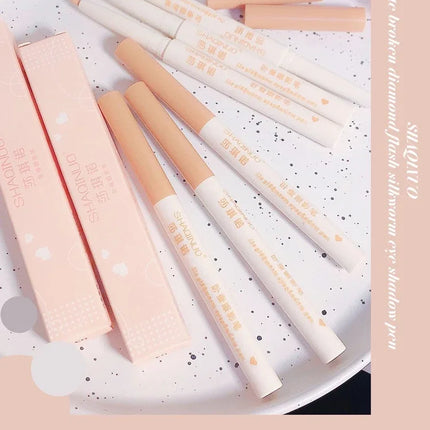 Glitter Pink Lying Silkworm Pen Color Natural Brightening Matte Eye Shadow Pencil Shimmer Glue Eyeliner Waterproof Korean Makeup
