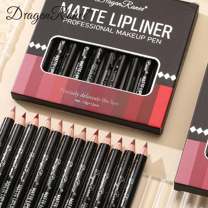 12-Piece Lip Liner Set Velvet Matte Non-Stick Cup Lipstick Waterproof and Sweat-Proof Whitening Autumn and Winter Lip Liner Set