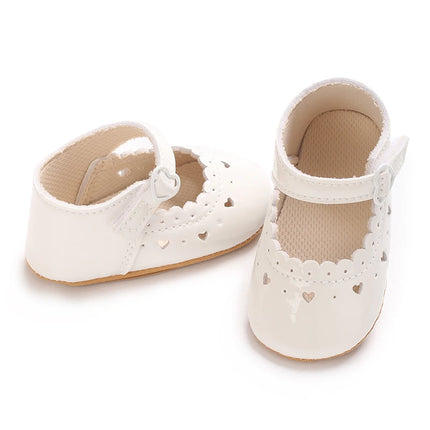 Solid Color Baby Girl Mary Jane Shoes With Soft Rubber Sole Anti Slip Spring And Autumn Princess Shoes Suitable For 0-18M Babies