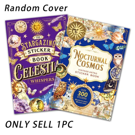 Random Cover 40 Sheets Aesthetics Retro Astronomy Sticker Books, Star-Shaped Animal Stickers for Adult DIY Planners Junk Journal