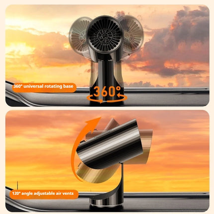 Eary Car Heater Portable Electronic Auto Fan Heater 12V 24V 150W 2 in 1 Fast Heating/Cooling 360°Rotating Car Defrost Defogger