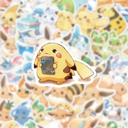60PCS Cute Eevee Graffiti Stickers Sylveon Pokemon Anime Cartoon Decal Luggage Phone Cup Guitar Fridge Scraphbook Kid Toys