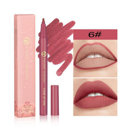Waterproof Liquid Lip Liner, Gourd Shape Sponge Applicator for Precise Outline - Matte Long-Lasting Lip Contour Pen, Lip Tint