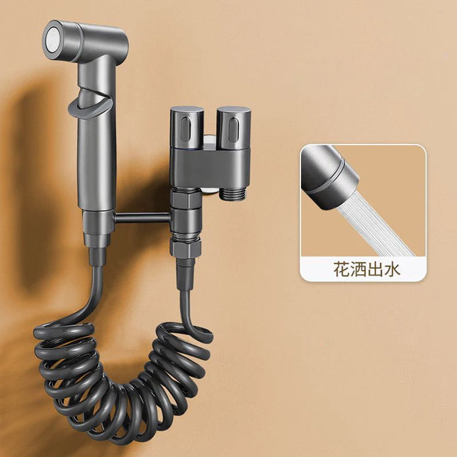 Hygienic Shower Toilet Bidet Sprayer Shower Head Double Outlet Angle Valve Wall-Mounted Double Outlet Bidet Toilet Accessories