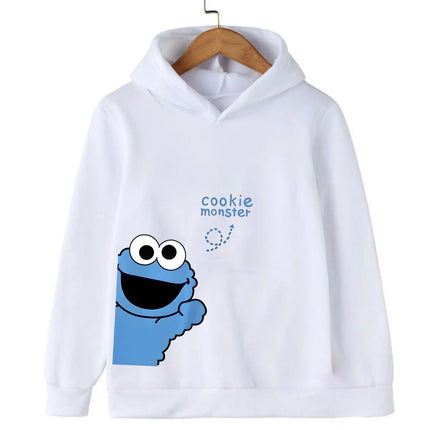 Sesame Street Cookie Monster Print Children's Hoodie Autumn and Winter Warm Casual Pullover Suitable for Boys and Girls