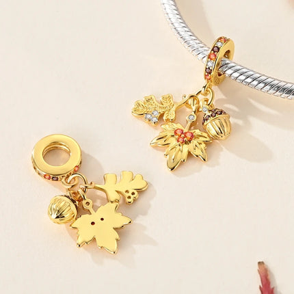 Gold Series DIY Charms Bead Original 925 Sterling Silver Inlaid Zirconium Sun Leopard Pendants Fit Bracelet Jewelry Gift Marking