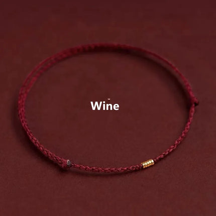 Hand Braided Red Rope Bracelet Copper Lucky Bead Hand Rope Couple Bracelet Simple Buckle Ethnic Original Female Accessory