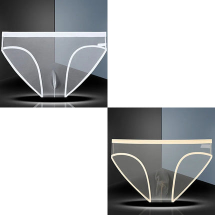 1-2 Pcs Sexy Full Transparent Men's Mesh Underwear Ultra-thin Breathable Ice Silk Seamless Briefs Erotic Male Underpants