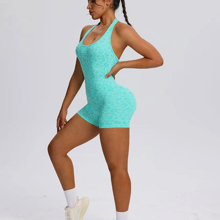 Trendy Sexy Leopard Women Jumpsuits Sport Yoga Clothes Rompers Sportswear Woman Gym Combi-pants Fitness Overalls Shorts Bodysuit