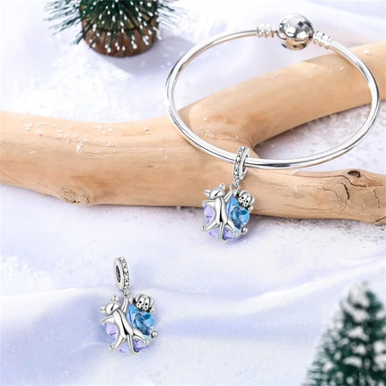 Original 925 Sterling Silver Charms Beads Cute Mushroom Unicorn Love Wings Pearl Charm for Bracelet Pendant Woman Girl Jewelry