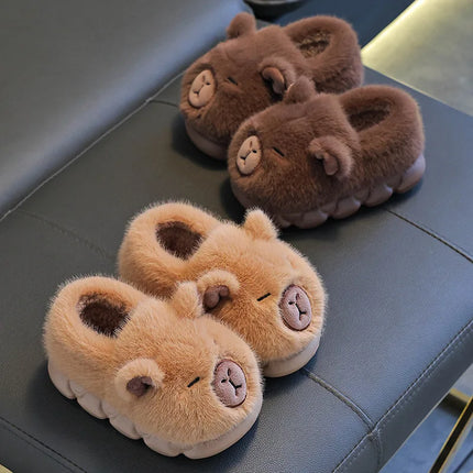 Capybara Winter Children'S Cotton Slippers For Boys And Girls Warm Plush Parent-Child Cotton House Slippers Shoes Gifts