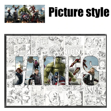 Personalised Custom NAME Word Art Print Marvel Superhero Character Posters Avenger Canvas Painting Wall Art Customize Home Decor