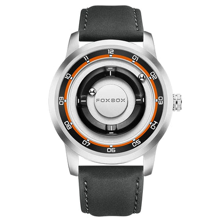 FOXBOX Watch Planet Design Fashion Floating Magnetic Pointer Free Ball Bearing Creative Simple Waterproof Quartz Watch for Men