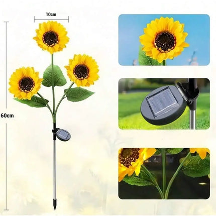 1PC Solar Powered Sunflower Light Outdoor Waterproof LED Ground Insert Lawn Lamp For Garden Lawn Courtyard Decoration