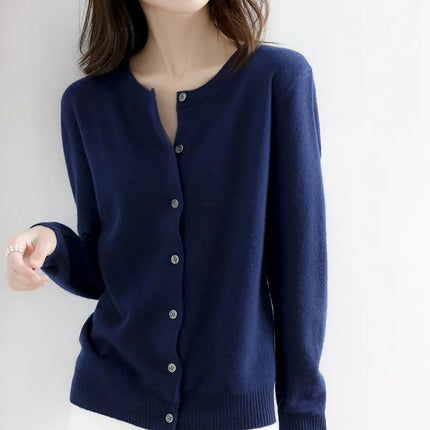 Women Cardigans Sweater O-neck Spring Autumn Knitted Cashmere Cardigans Solid Single Breasted Womens Sweaters 2022