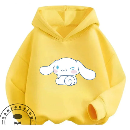 Street Fashion Cinnamoroll Hooded Sweatshirt Boys Girls 3-14Y Autumn Winter Cute Kawaii Cartoon Hot Outdoor Casual Lovely