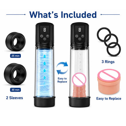 Vacuum Pump Adult Rechargeable for Men, Electric Suction Enhancer with Adjustable Modes, Rings and Silicone Cup for Wellness