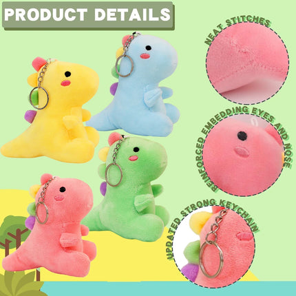 8-24Pcs Dinosaur Plush Doll Bulk Dinosaurs Stuffed Animal Keychain Dino Plushie Toys Birthday Party Favors