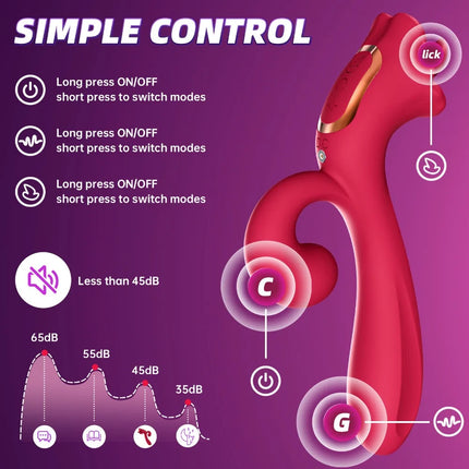 360 Rotation Swing  Tongue Licking Vibrator Female Powerful G-Spot Vagina Massager Dildo Thrusting Clitoris Stimulator Sex Toy
