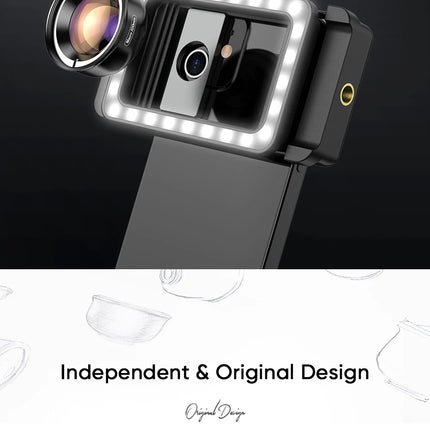 Apexel Macro Lens 4K HD Portable Micro Lens With LED Fill Light Phone Photography Lente Attachment Vlog Video Recording