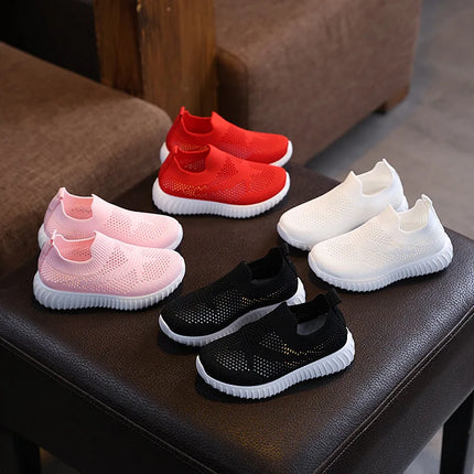 Children's Running Sneakers Boys Girls Casual Mesh Breathable Non-Slip Walking Patchwork Tennis Toddler Soft-Soled Girls' Shoes
