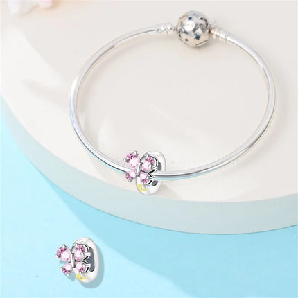 Original 925 Sterling Silver Charms Beads Cute Mushroom Unicorn Love Wings Pearl Charm for Bracelet Pendant Woman Girl Jewelry