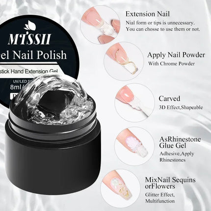 MTSSII 8ml Clear Non Stick Hand Solid Extension Nail Gel Polish Semi Permanent Soak Off UV Nail Art Varnish Manicure Design DIY