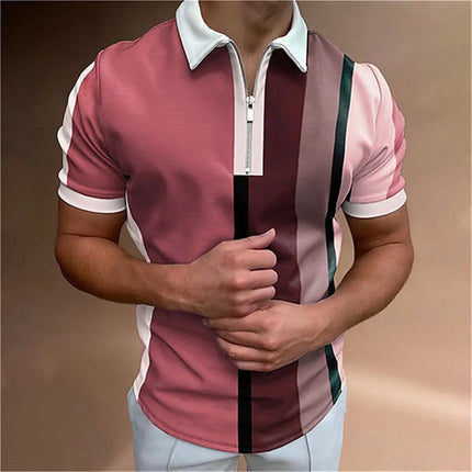 Men's Tops Polo Golf Men's King Print T Shirt High Quality Turndown Short Sleeve Zipper Pullover Original Golf Wear Men Clothing