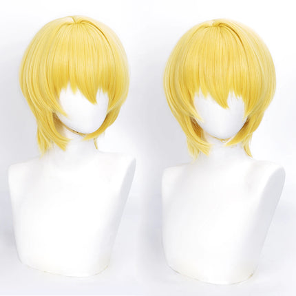 Cosplay Wig Cos Kurapika Anime Wig Short Yellow Synthetic Wig with Bangs Cosplay Wig Anime Wig Man Daily School