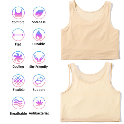 XUJI Chest Binder Transgender FTM Half Pullover Tank Top Compression Bra