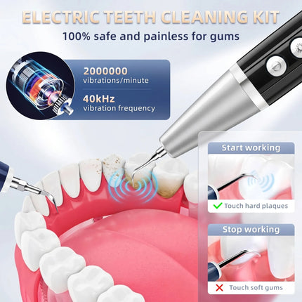 Ultrasonic Tooth Cleaner Electric Dental Scaler for Teeth Tartar Remover Calculus Plaque Cleaner 5 Modes IPX6  Oral Hygiene Kit