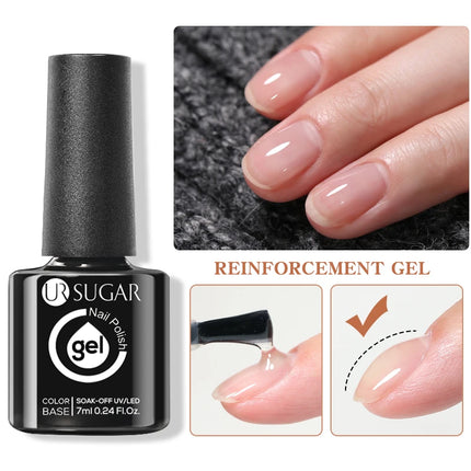 UR SUGAR 7ml Pink Nude Natural Rubber Base Gel Nail Polish Semi Permanent Chrome Sequins Soak Off Construction UV Gel Varnish