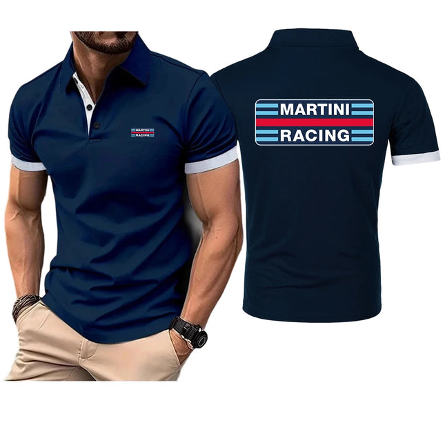 Martini Racing Print 2026 Men's New Cotton Polo Shirts Casual Solid Color Slim Fit Summer Fashion Brand Clothing