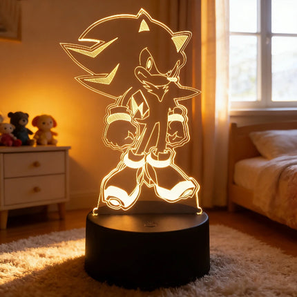 Sonices The Hedgehog Harajuku Anime Figures 3D LED Night Lights Cute Cartoon Home Bedroom Decoration Table Lamps Kids Toys Gifts