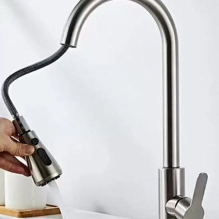 Kitchen Faucet Single Hole Pull Out Spout Kitchen Sink Mixer Tap Stream Sprayer Head Chrome/Black Mixer Tap